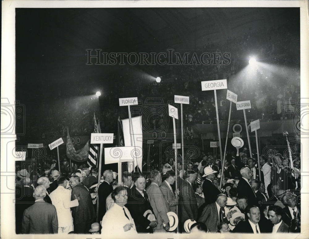 1936 Press Photo Delegates of Democratic National Convention Demonstrate - Historic Images