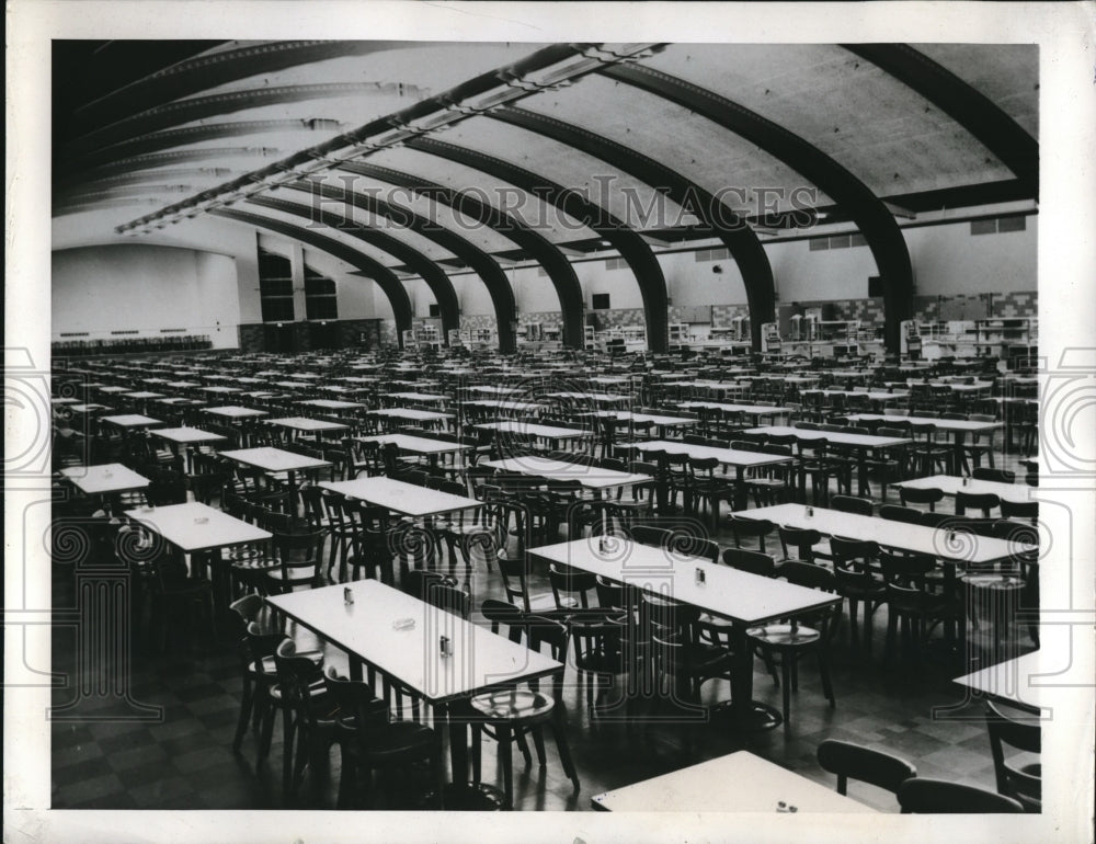 1944 Press Photo View of New Cafeteria Dining Room at Seattle Boeing Aircraft Co - Historic Images