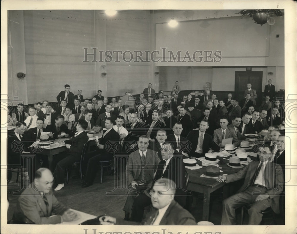 1934 Press Photo View of Interior Meeting with Delegates of Steel Union - Historic Images