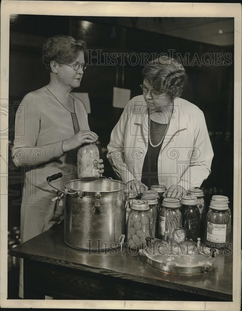 1930 Press Photo Dr. Louise Stanley and Grace Viall Gray Discuss Canning Contest - Historic Images