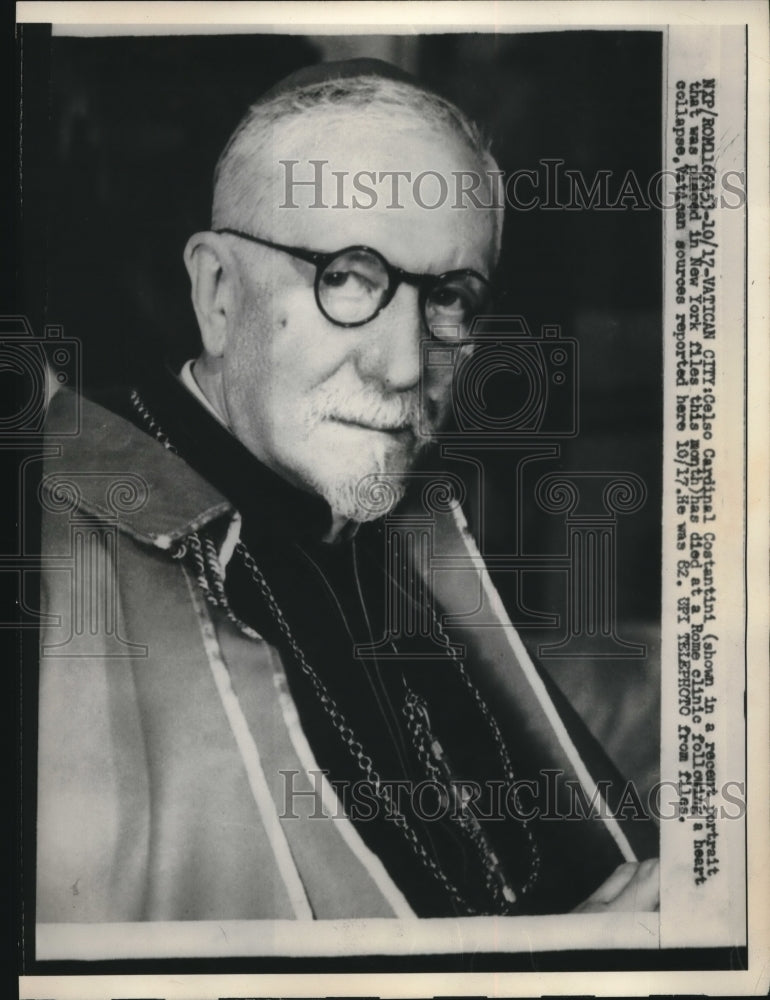 1958 Press Photo Celso Cardinal Costantini died of a heart collapse - Historic Images