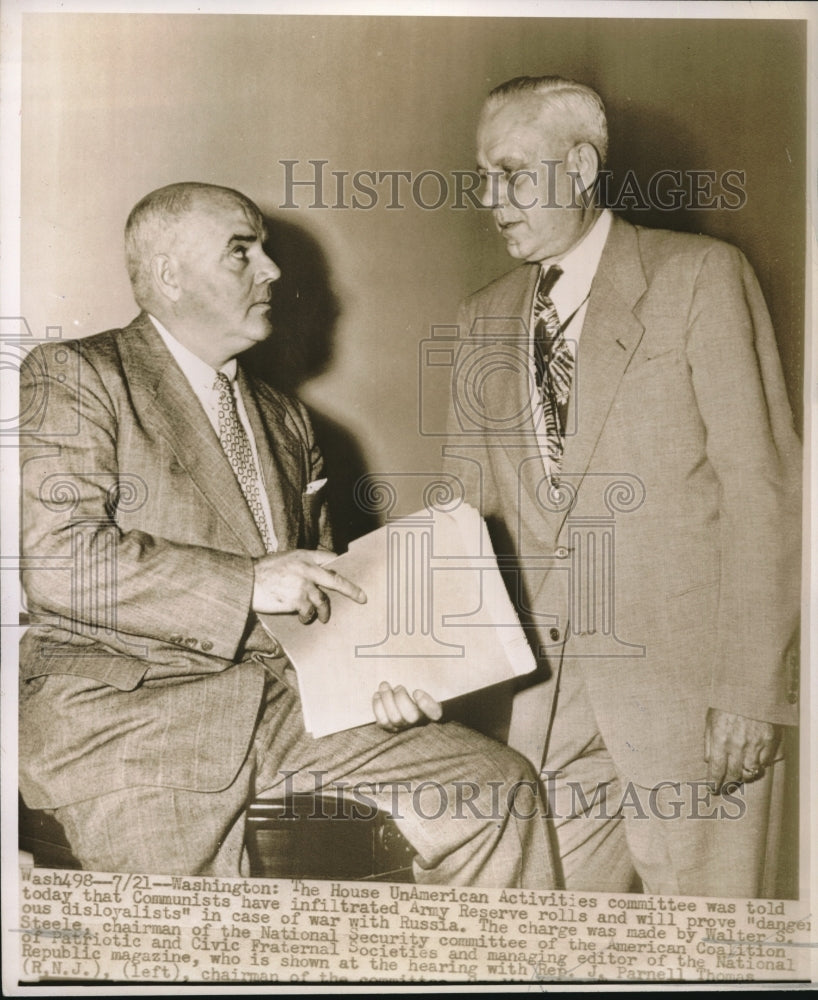 1948 Press Photo Rep J Parnell &amp; Walter Steele Of Security Committee - Historic Images