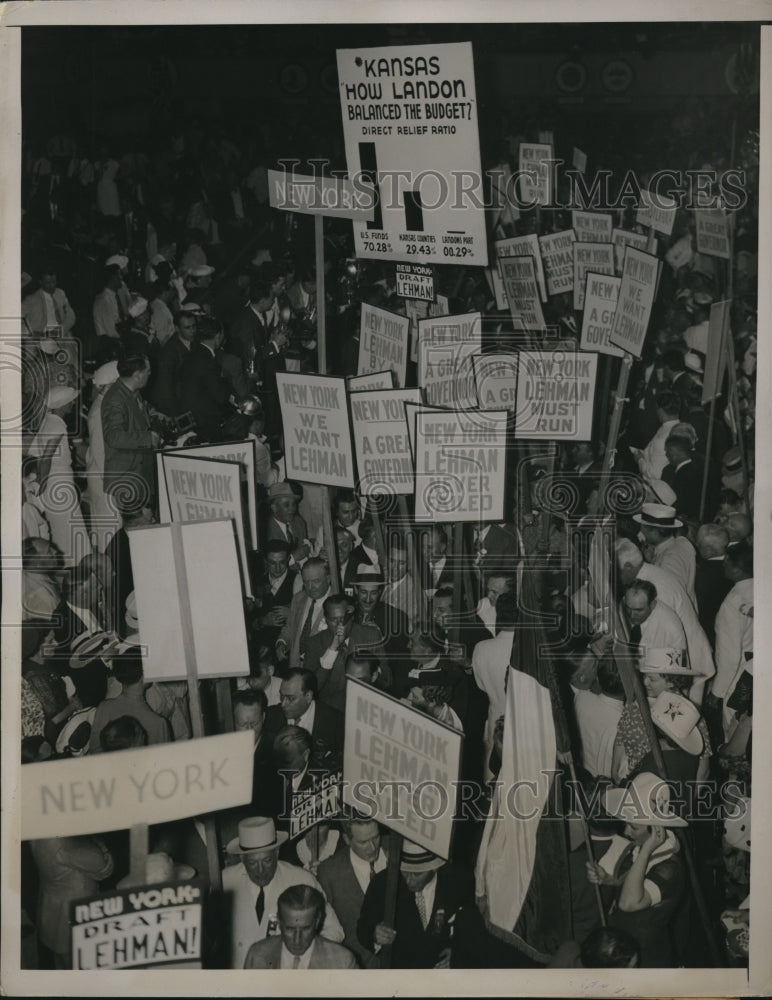 1936 Press Photo Demonstration At DNC For Support Of Herbert Lehman And FDR - Historic Images