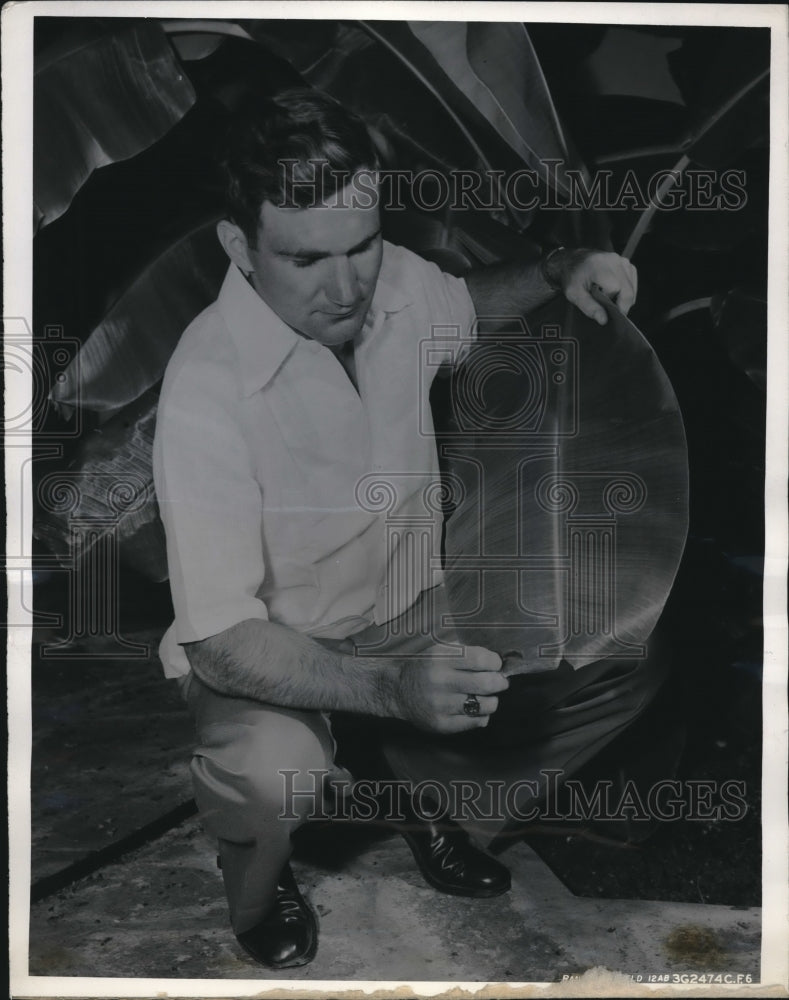 1943 Lt Lester Spieker Pilot at Randolph Field Tropical Plant - Historic Images