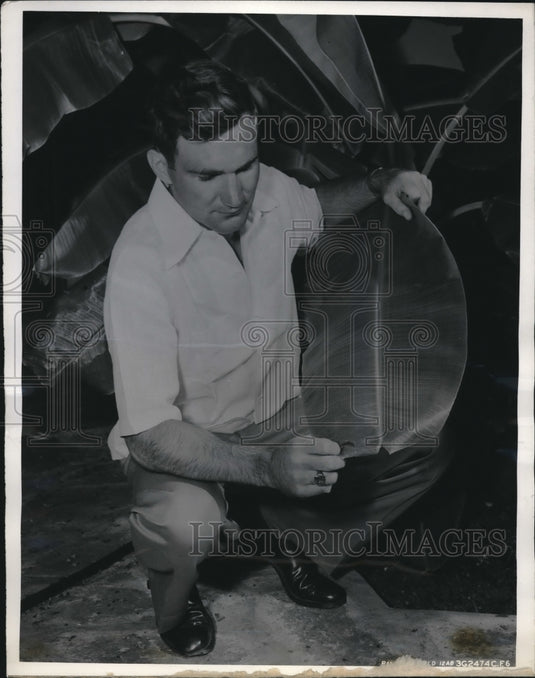 1943 Lt Lester Spieker Pilot at Randolph Field Tropical Plant - Historic Images