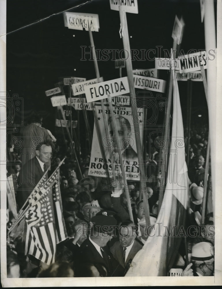 1932 Press Photo Roosevelt Demonstration At DNC Convention Floor-Historic Images