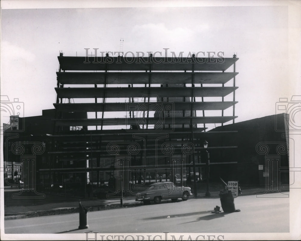 1956 Press Photo parking garage under construction in Cleveland OH - Historic Images