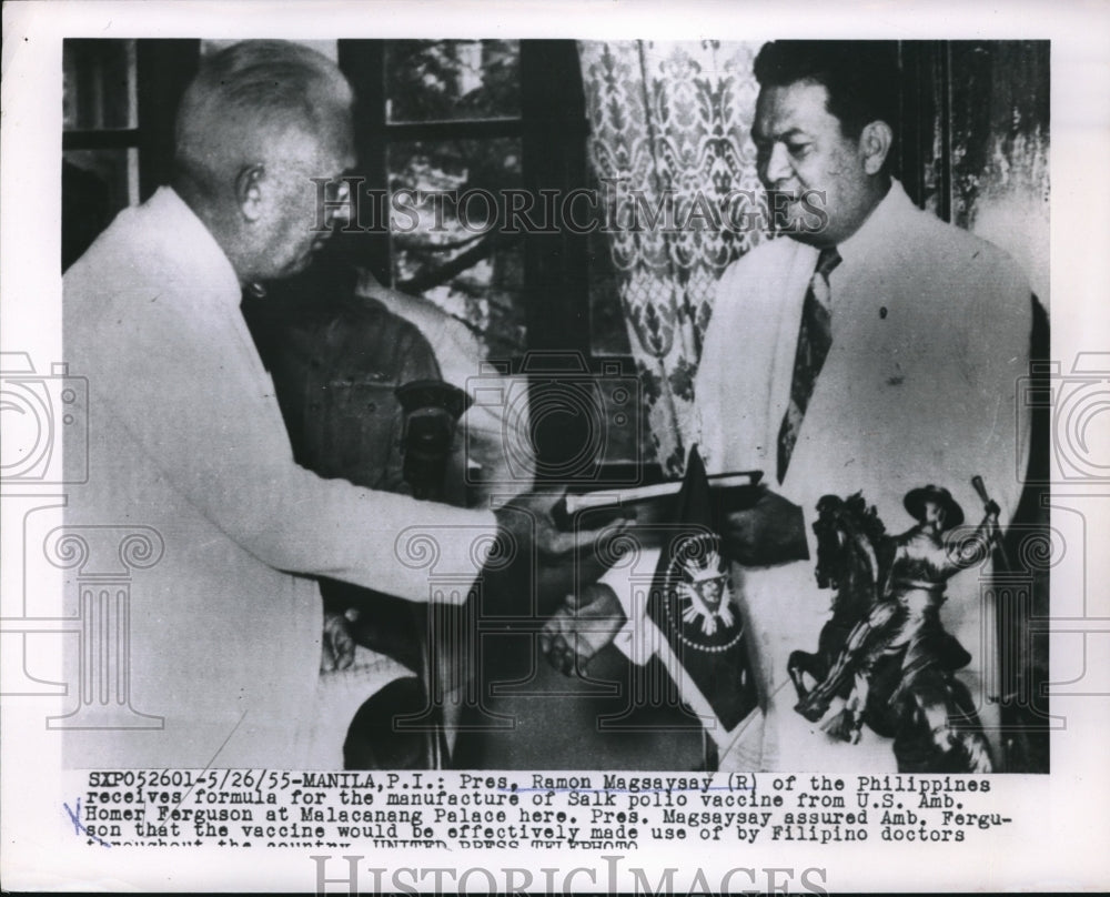 1955 President Raon Magsaysay of Philippines &amp; Ambassador Ferguson - Historic Images