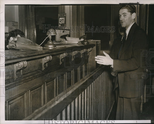 1938 Press Photo George Fleming, Det. John Kaiser Police Station - Historic Images