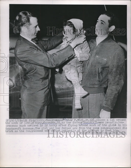 1952 Press Photo Congressman Peter F Mack Jr , Mary Scavarda & Father Mario - Historic Images