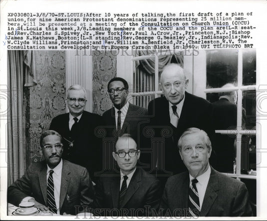 1970 Press Photo Consultation of Church Union, Rev. Spivey Jr., Rev. Crow Jr. - Historic Images