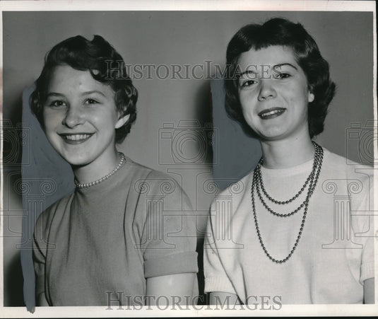1955 Karen Teresi and Donna Wisniewski School Girls With Short Hair - Historic Images
