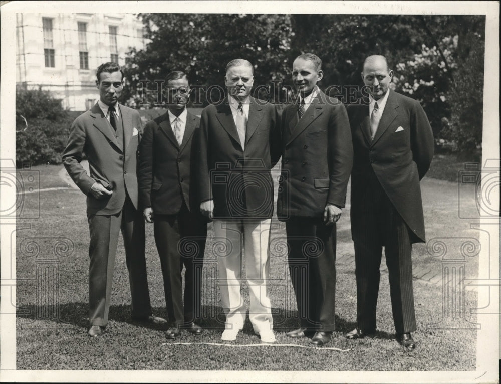 1930 Press Photo German Trans-Atlantic Flier Greeted by President Hoover - Historic Images