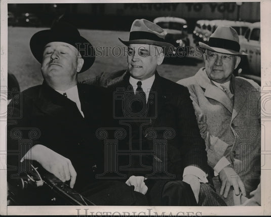 1939 Press Photo James Farley With Mayor Harold Burton And AF Whitney - Historic Images
