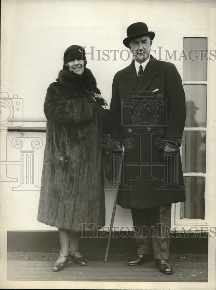 1929 Press Photo Ambassador Henry Fletcher And Wife Sail For Italy Talks - Historic Images