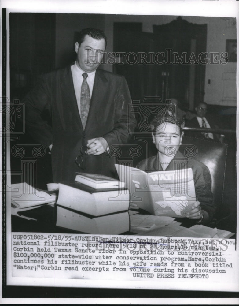 1955 Texas Senator Kilmer Combin Sets Filibuster Record With Wife - Historic Images