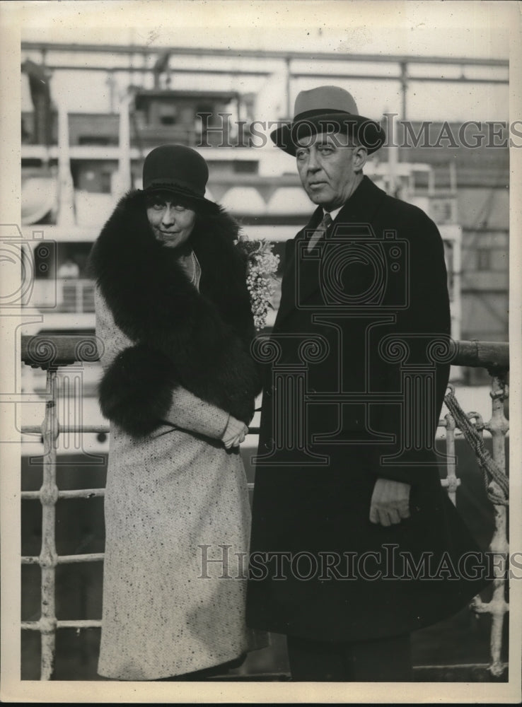 1930 Press Photo Senator &amp; Mrs David A Reed Aboard SS George Washington - Historic Images