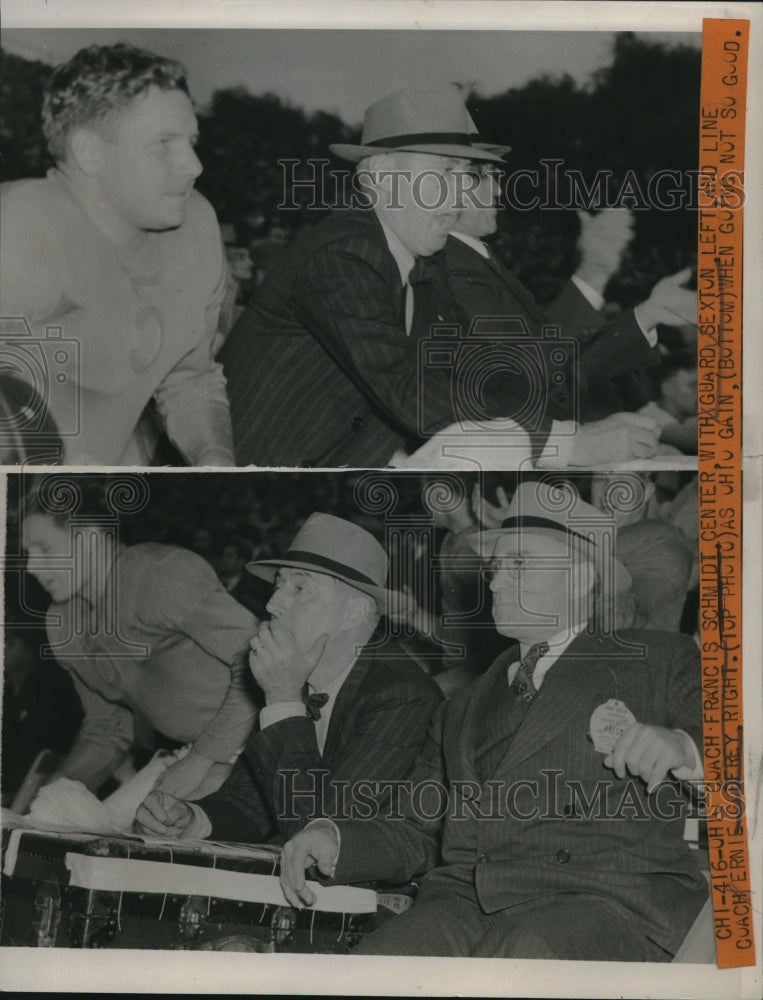 1940 Press Photo Chicago Bears Coach Francis Schmidt Sits With Players During Ga-Historic Images