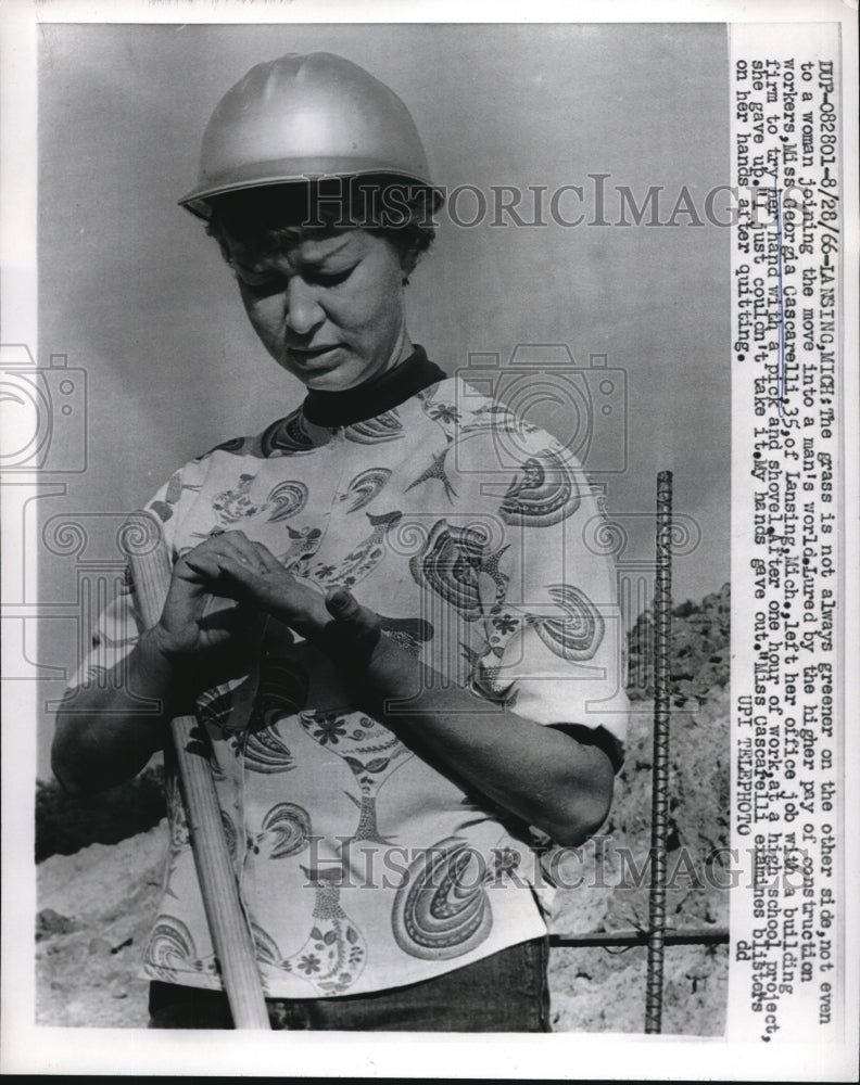 1966 Georgia Cascarelli Proof Women Can't Cut It In Construction - Historic Images