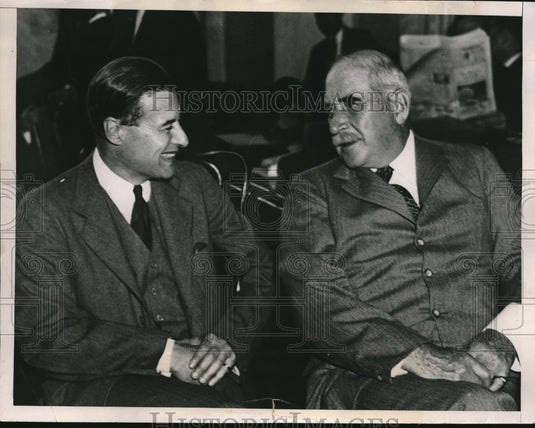 1933 Press Photo Junius Morgan & Father JP Morgan at Senate Banking Hearing - Historic Images