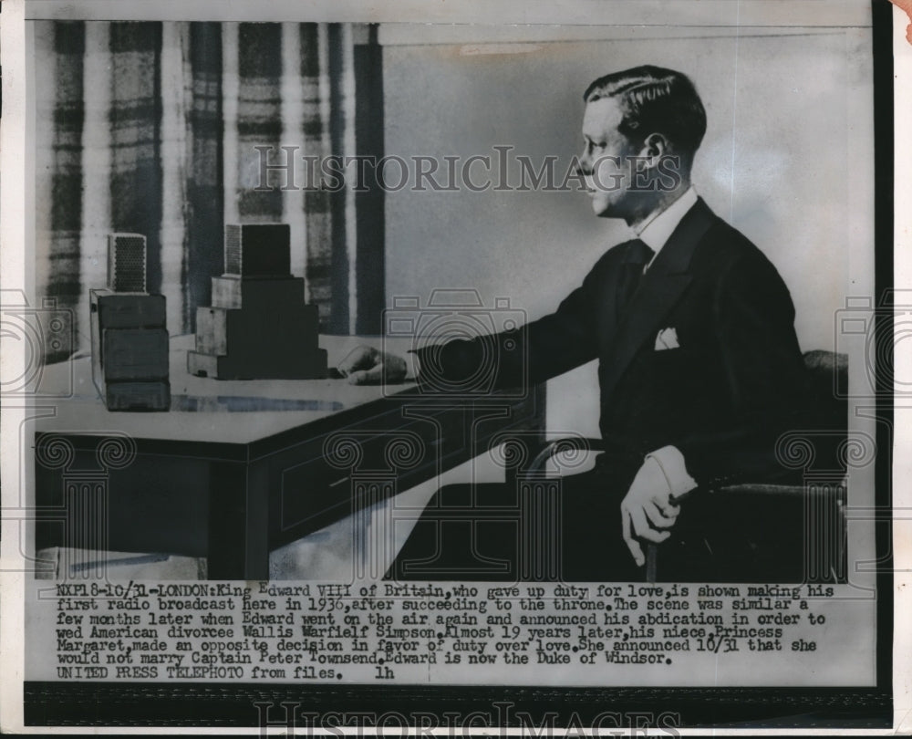 1955 Press Photo King Edward VIII Of Britain 1st Radio Address After Succeeding - Historic Images