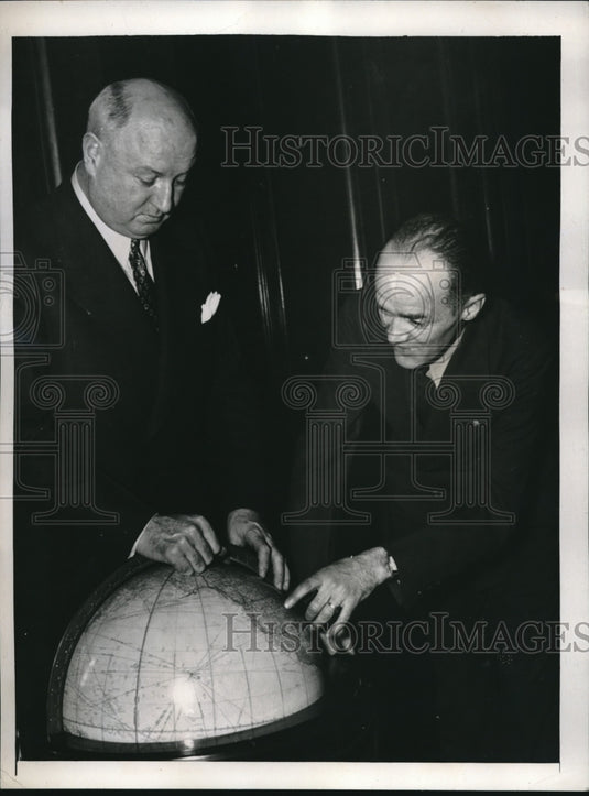 1938 General James Farley with Capt. Jack Knight in Washington - Historic Images