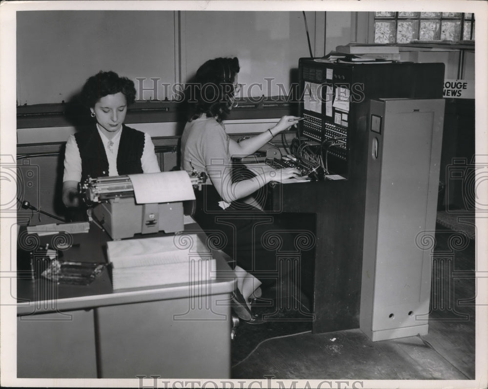 1951 Mrs. Verm Stepka, Mrs. Emma Myers on switchboard.  - Historic Images