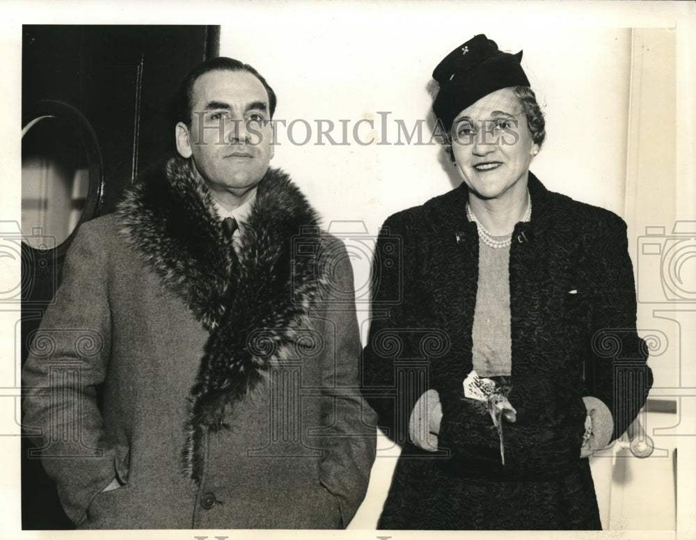 1937 Philip Guedalla, Author with Wife on S.S. Berengaria - Historic Images