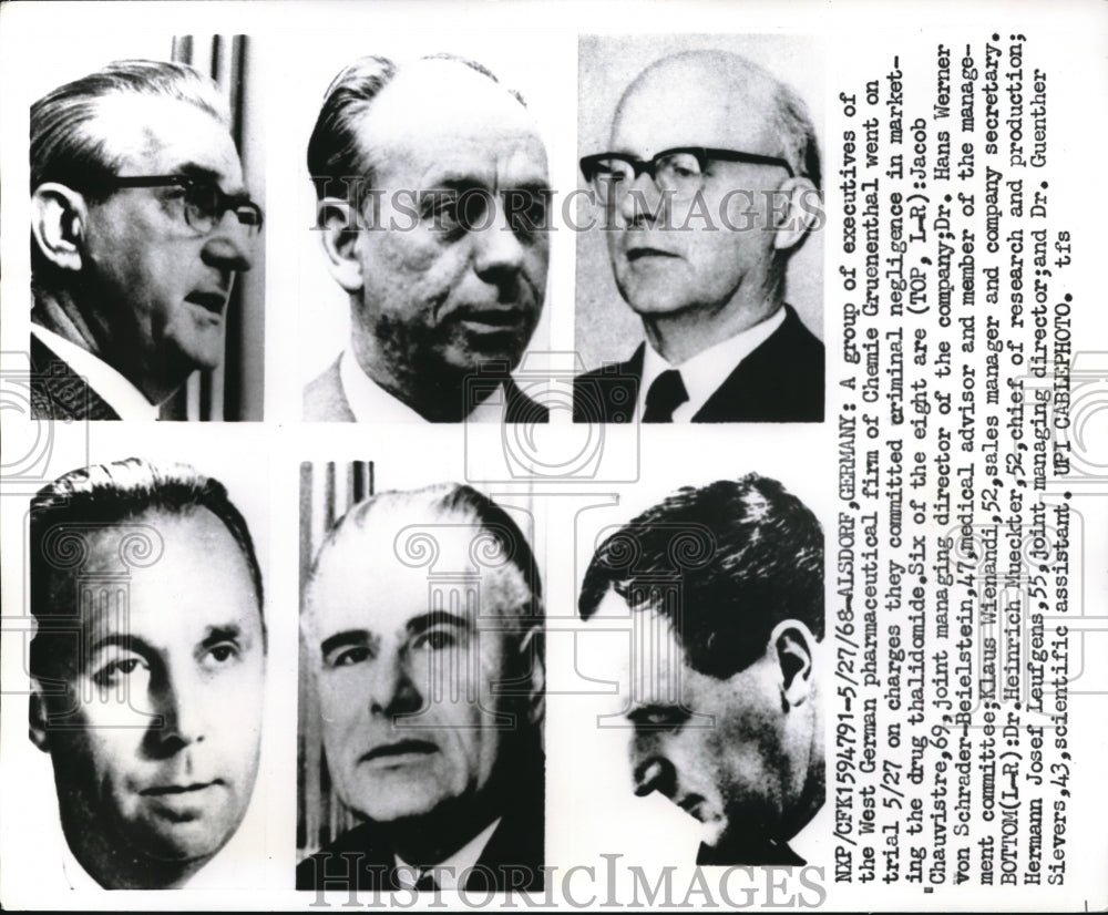 1968 Executives of a West German pharmaceutical firm on trial - Historic Images