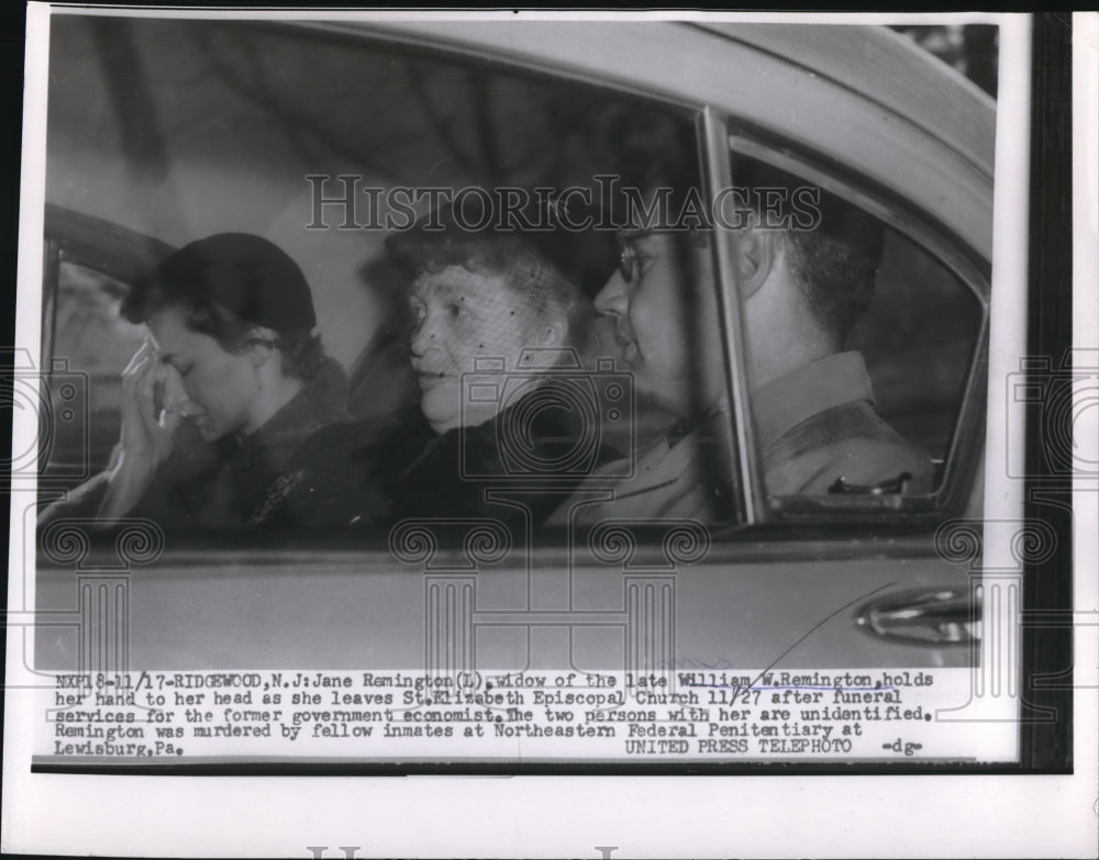 1954 Jane Remington at funeral of her husband - Historic Images