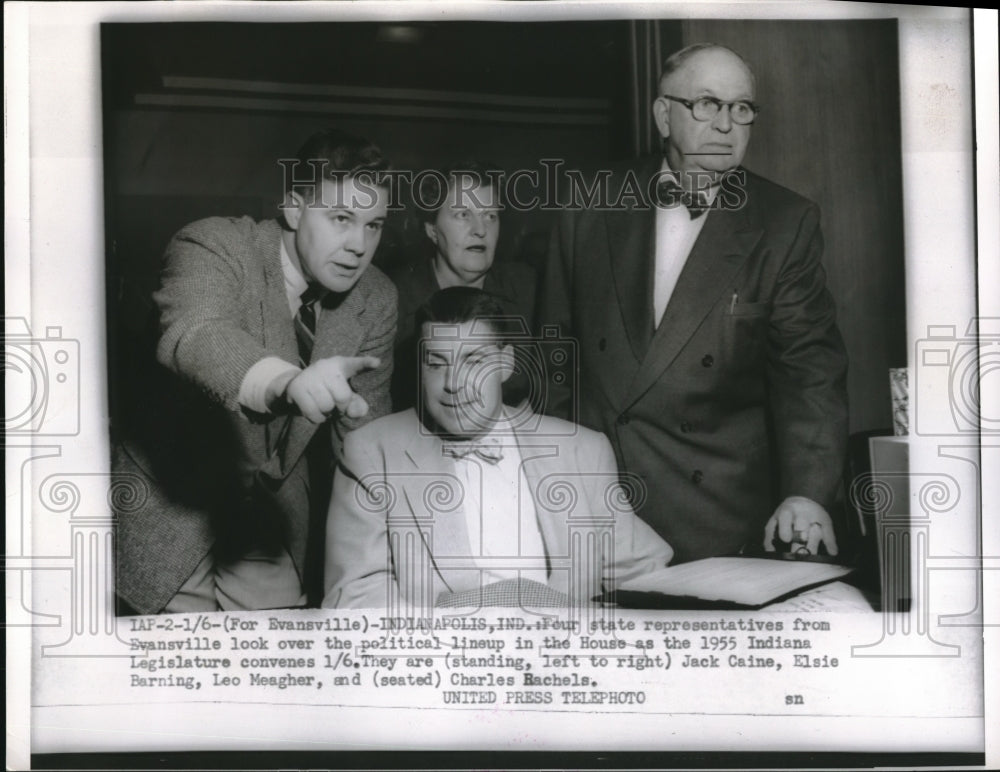 1955 Press Photo Jack Caine, Elsie Barning, leo Meagher, Charles Rachels State - Historic Images