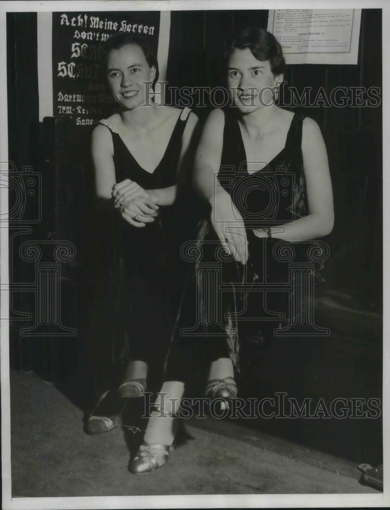 1933 Helen E Hand &amp; Sister Majorie at Dartmouth Winter Carnival - Historic Images