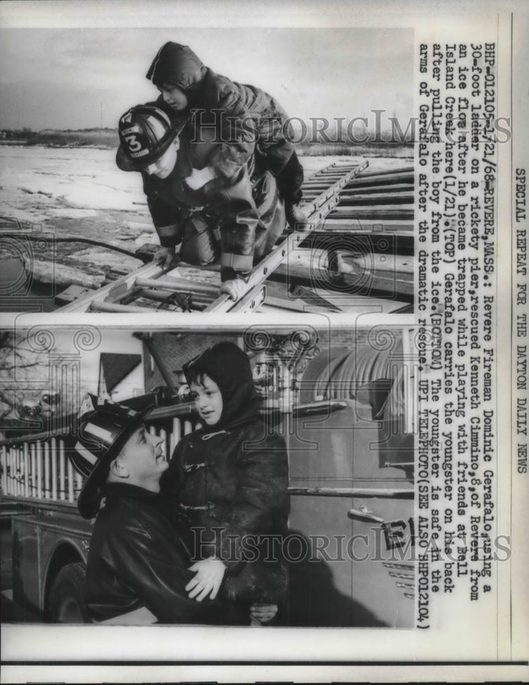 1968 Dominic Gerfalo rescued Cimmino, 8, of Revere from an ice floe. - Historic Images
