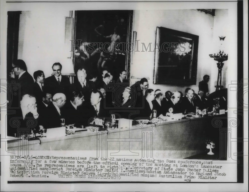 1956 Press Photo John Foster Dulles, Dmitri Shepilov, Jacob Malik, Salwyn Lloyd - Historic Images