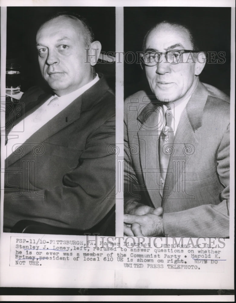 1953 Press Photo Stanley Loney former District 6 Pres UE questioned Communist-Historic Images