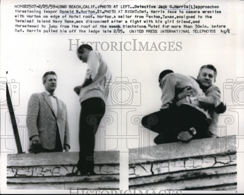 1959 Detective Harris Embraces Threatening Jumper Donald Horton - Historic Images