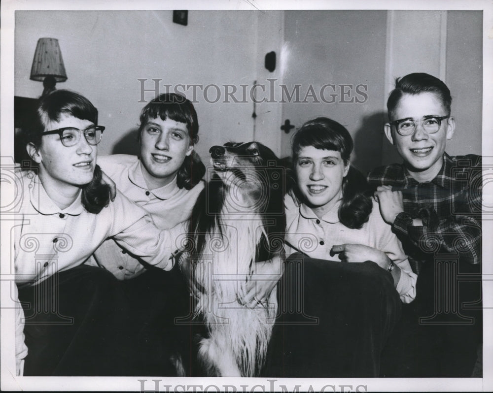 1958 Press Photo Kiffers quadruplets celebrate their 15th Birthday.-Historic Images