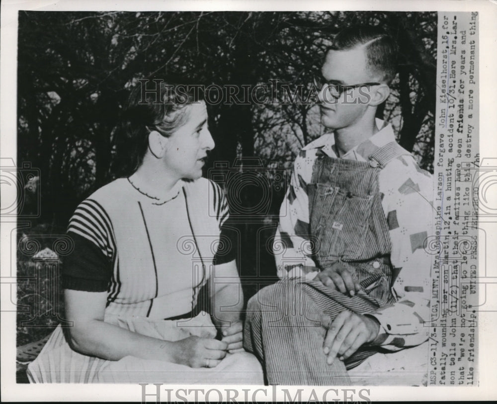 1953 Press Photo Mrs Josephine Larson Forgave John Kieselhorst For Killing Her - Historic Images