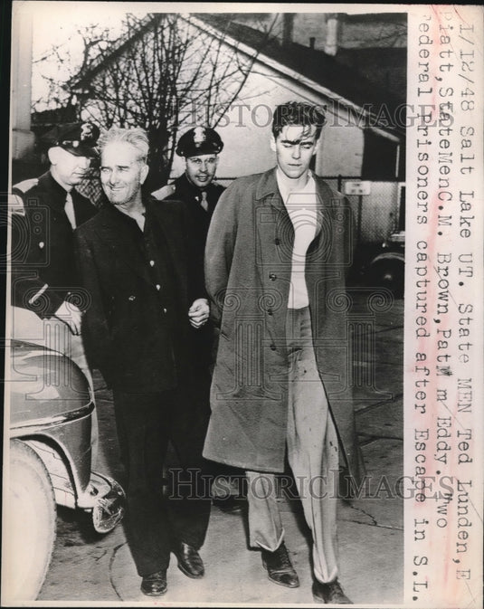 1948 Press Photo Federal Prisoners Captured By Police After Escape In Salt Lake - Historic Images