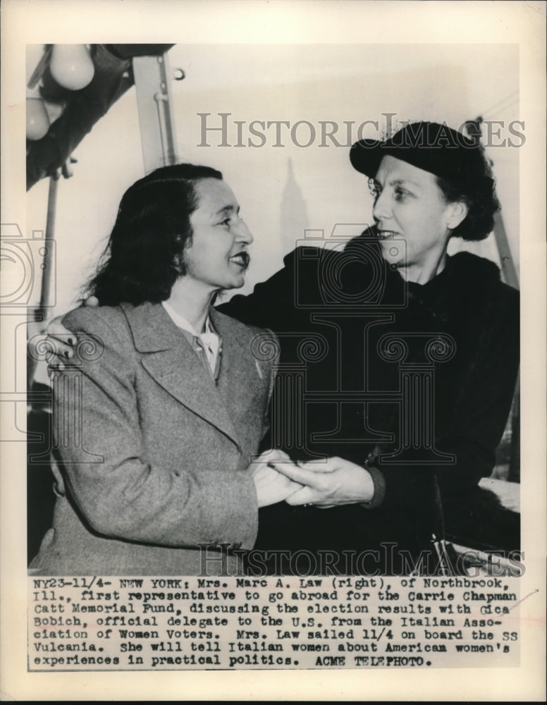 1948 Press Photo Mrs. Marc A. Law First Representative To Go Abroad For-Historic Images