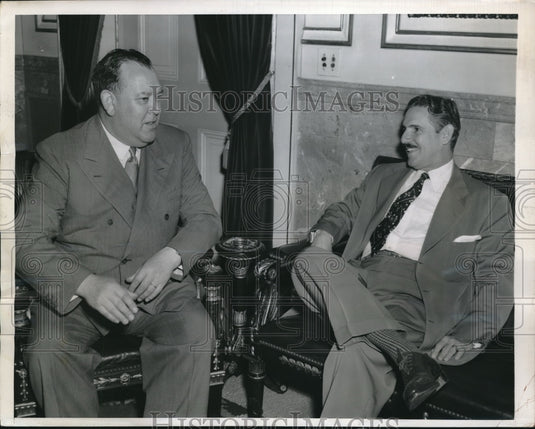 1949 Trygvie Lie UN Sec General With Carlos Socarras Cuban Prez - Historic Images