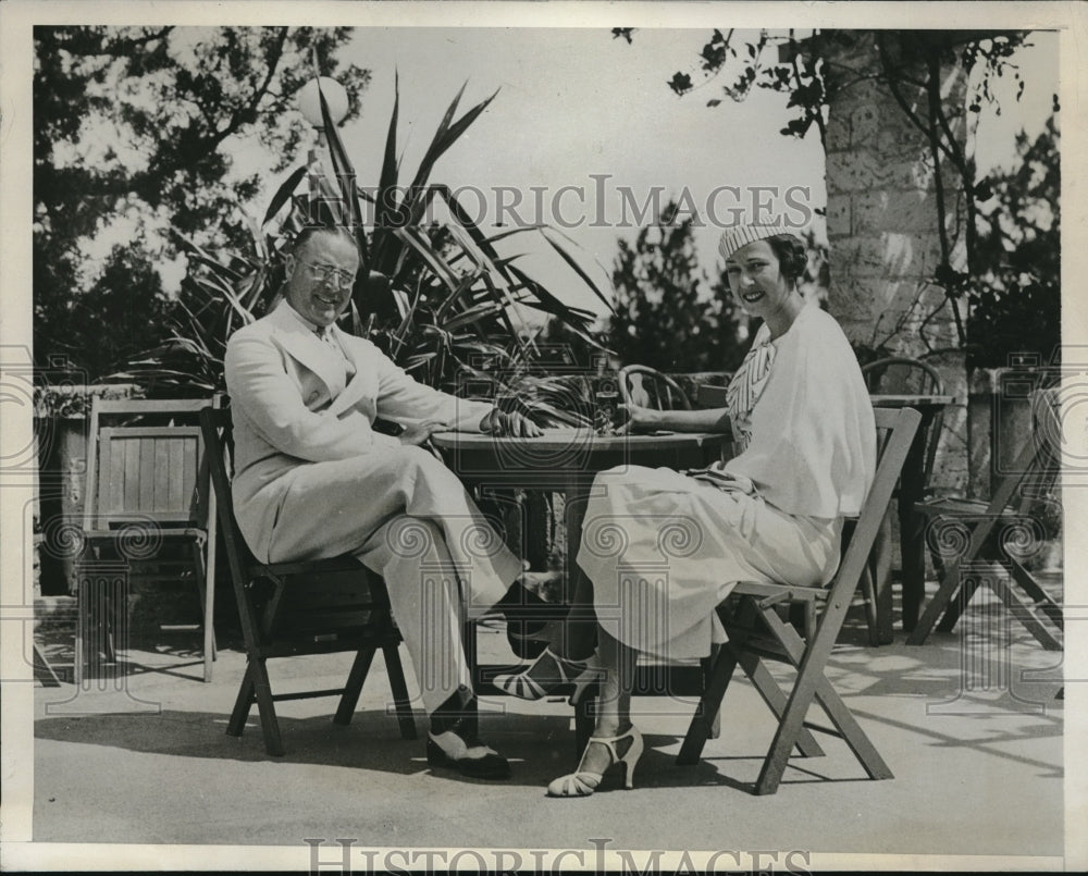 1933 Press Photo Socialites GW WIlliams And Wife Honeymooning In Bermuda - Historic Images