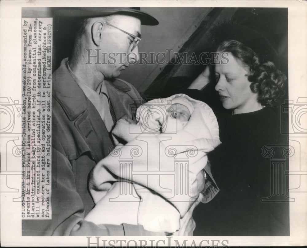 1948 Cynthia Labon, Blind at 9 Weeks, Parents Mr. &amp; Mrs. Frank Labon - Historic Images