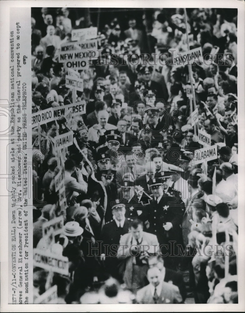 1942 Press Photo General Eisenhower (arrow) preparing to accept nomination. - Historic Images