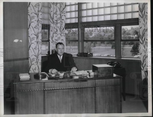 1946 Trygve Lie in new office at Lake Success Long Island NY. - Historic Images