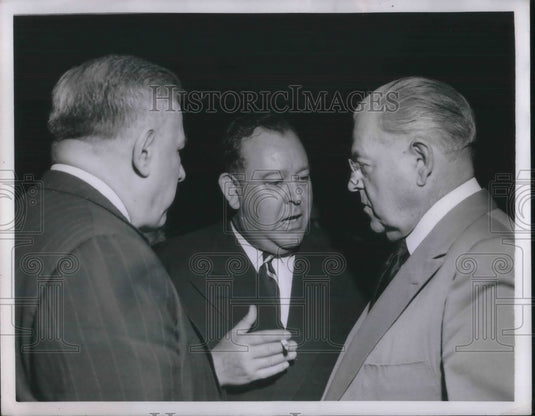 1950 Press Photo Warren Austin Trygve Lie Andrew Cordier Of UN - Historic Images