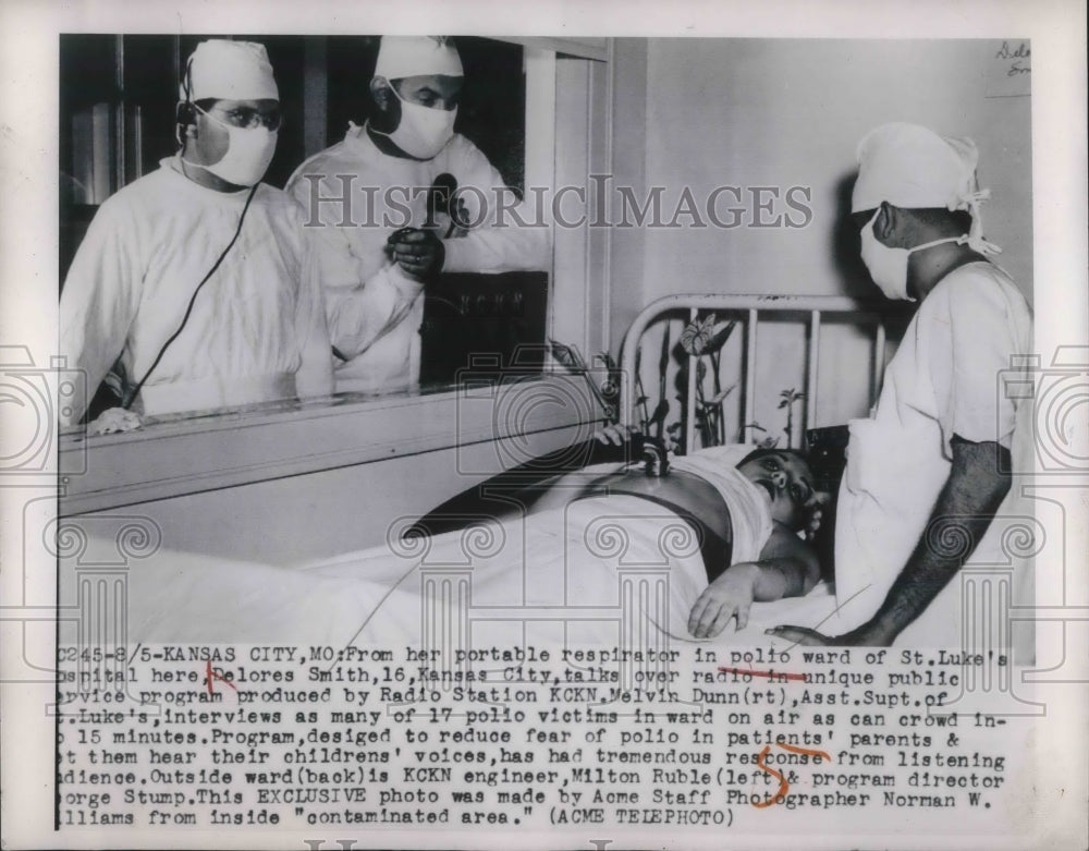 1949 Press Photo Delores Smith in polio ward of St. Luke&#39;s hospital - Historic Images