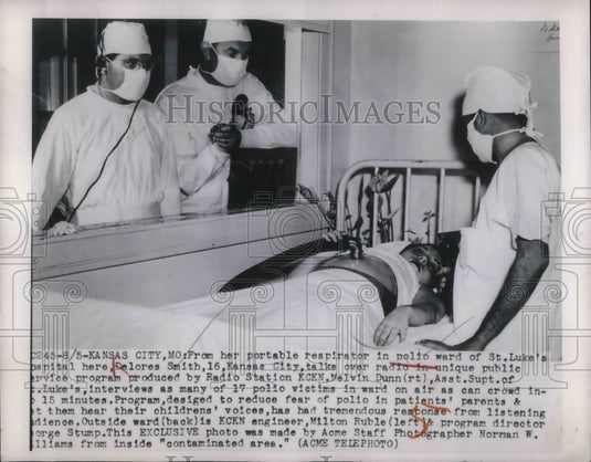 1949 Press Photo Delores Smith in polio ward of St. Luke's hospital - Historic Images