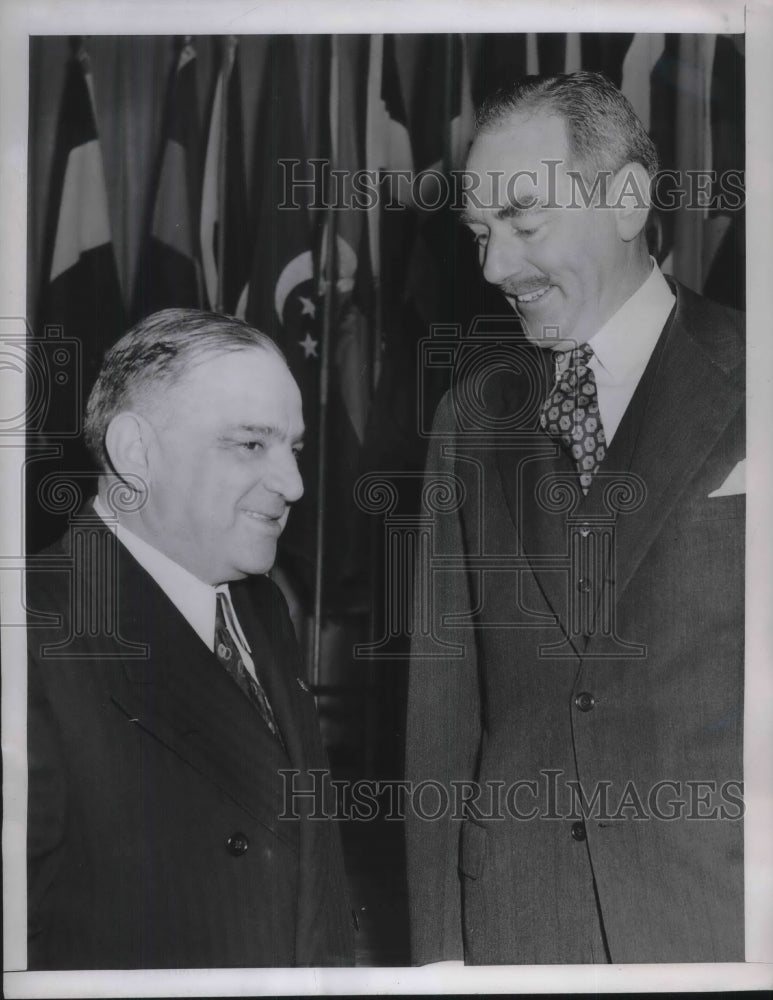 1946 Press Photo Fiorello LaGuardia and Dean Acheson at Unnra council meeting - Historic Images