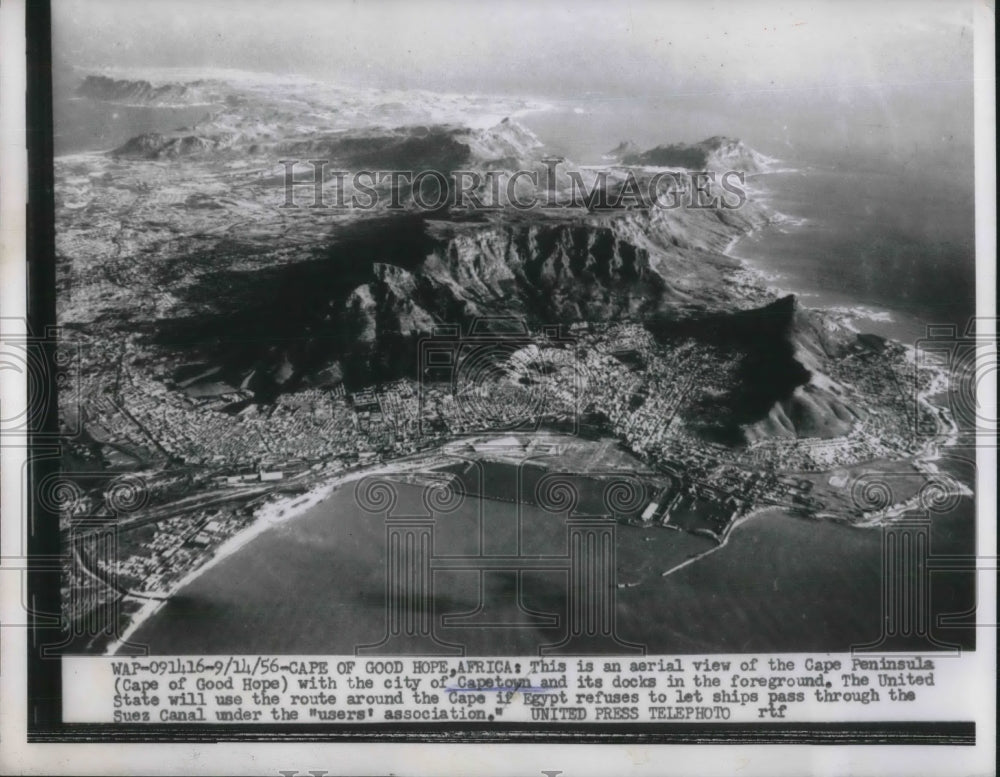 1956 Press Photo Aerial of Cape Peninsula and City of Capetown - Historic Images